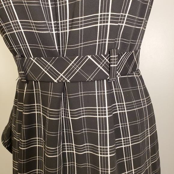 ♠️3xHost Pick♠️ New Calvin Klein Black and White Plaid Dress w/Tie - Picture 3 of 8